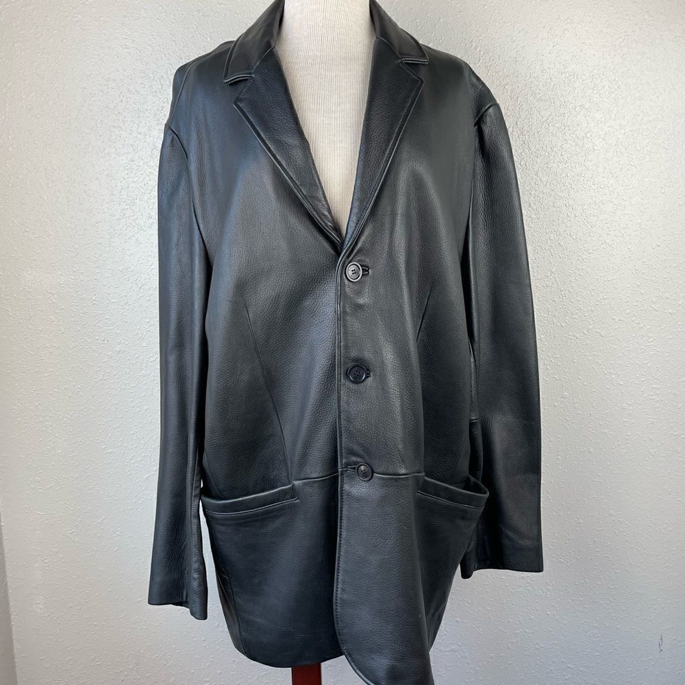 Nicole Miller New York Black Leather Jacket Size XL EUC